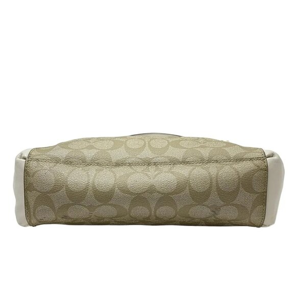 Auth COACH Signature F58290 Beige Cream PVC Leather - Handbag - Picture 4 of 9
